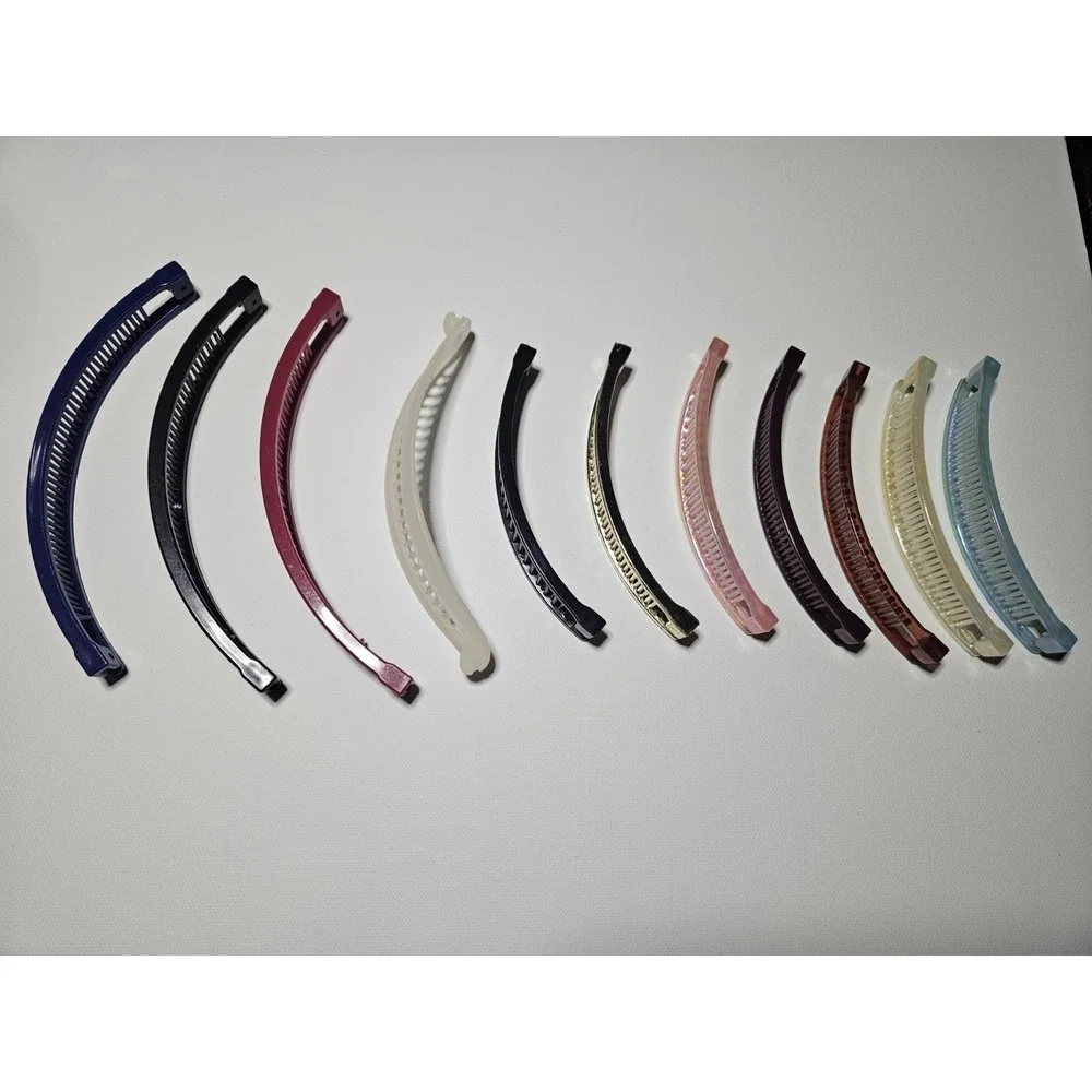 11pc Banana Hair Clips Lot Multi Color Plastic Fish Comb Claws Ponytail Holder